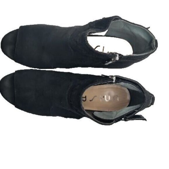 Unisa Heel Women 8 Black Suede Ankle Strap Western Party Open Toe Shoe Sandal - Picture 6 of 6